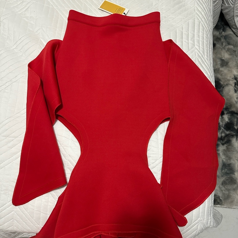 Muehleder Vibrant Red Long Sleeve Dress